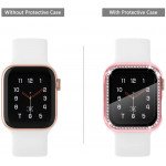 Wholesale Crystal Diamond Rhinestone Case with Built In Tempered Glass Screen Protector for Apple Watch Series 6/5/4/SE [44mm] (Rose Pink)